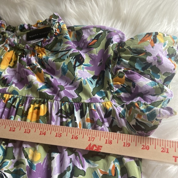 Donna Morgan Sz 10 Purple/Green Floral Women’s Loose Multi Tier High Neck Dress - Picture 5 of 7